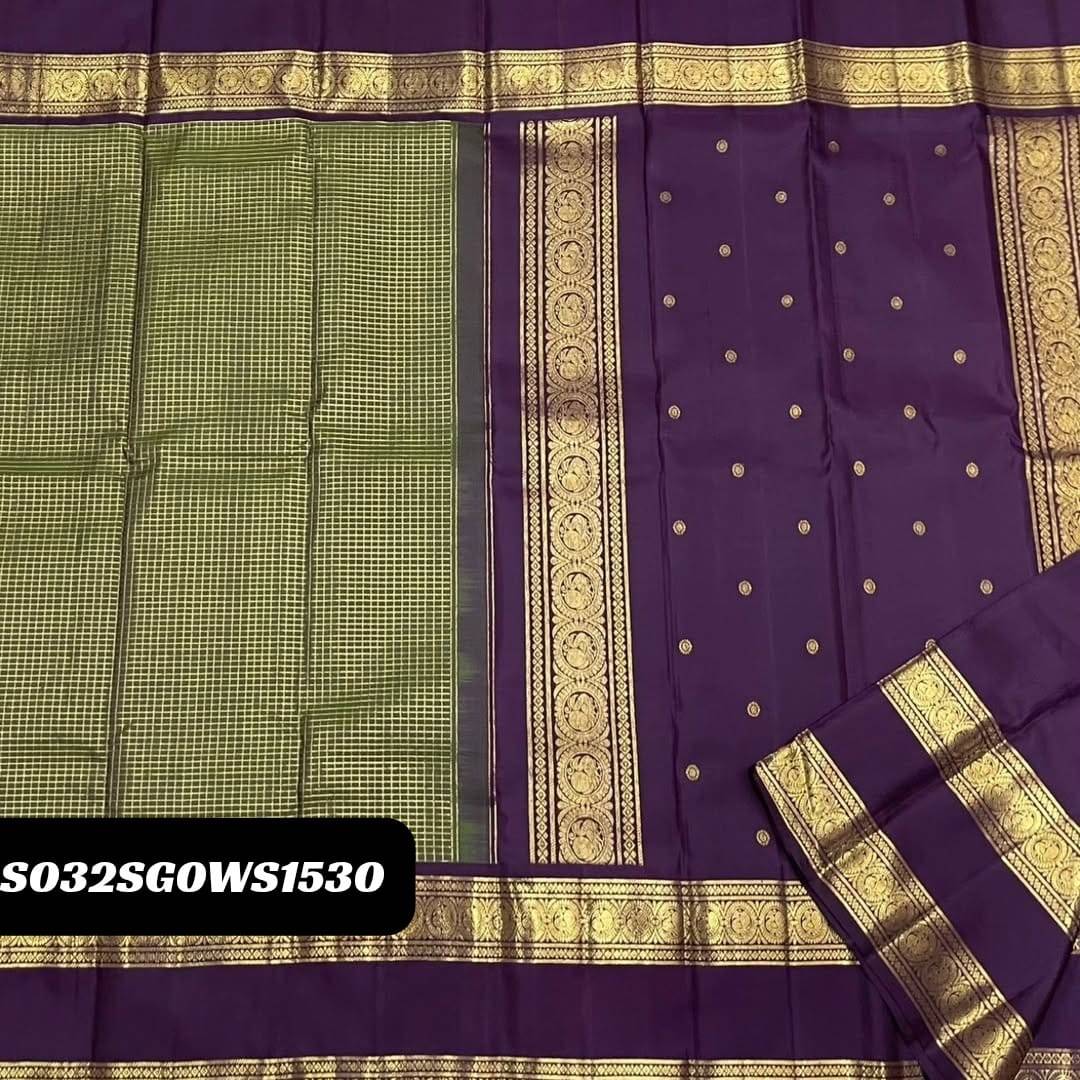 Green Elegant Banarasi Soft Silk Saree with Zari Motifs & Jacquard Border Blouse